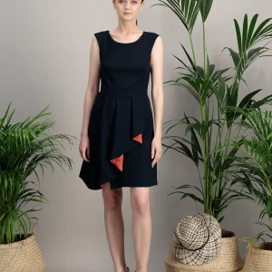 Robe cocktail courte en crêpe de viscose et soie CHAOS